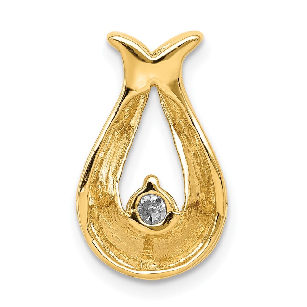 14K Yellow Gold 3.4mm I2 Diamond Teardrop-Shape Chain Slide