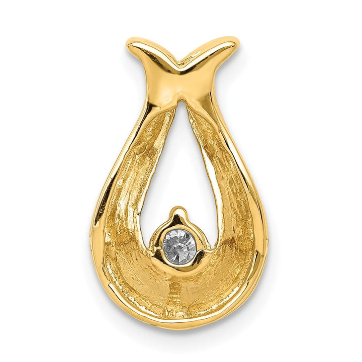 14K Yellow Gold 3.4mm I2 Diamond Teardrop-Shape Chain Slide