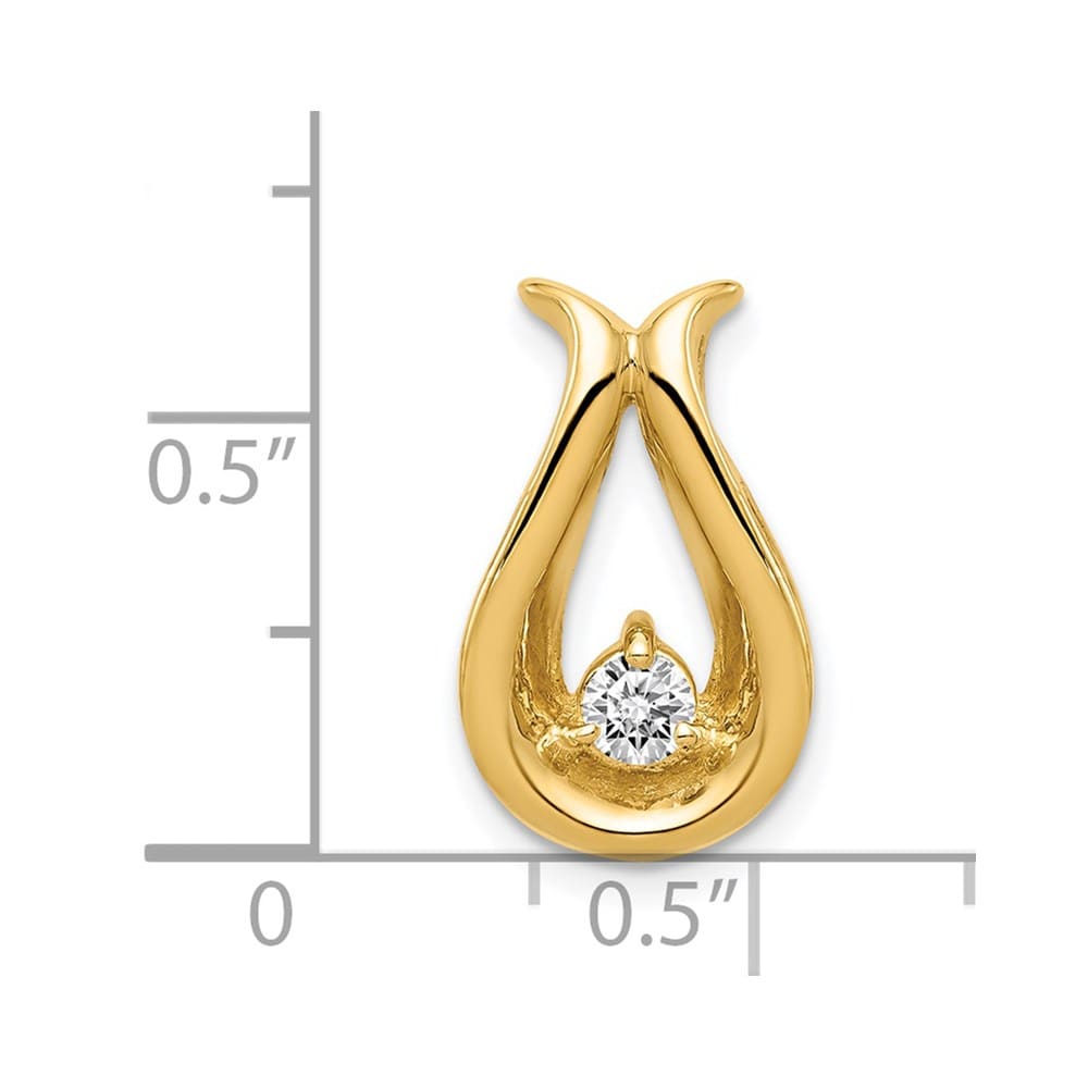 14K Yellow Gold 3.4mm I2 Diamond Teardrop-Shape Chain Slide