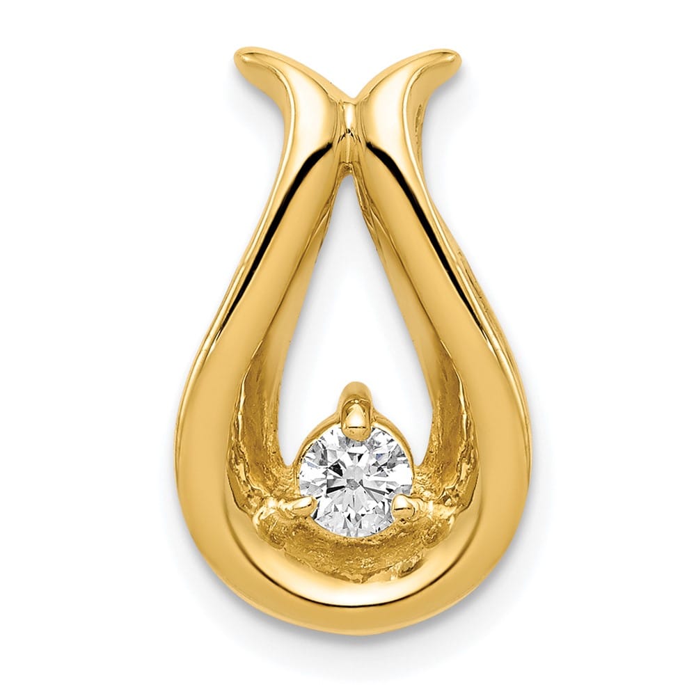 14K Yellow Gold 3.4mm I2 Diamond Teardrop-Shape Chain Slide