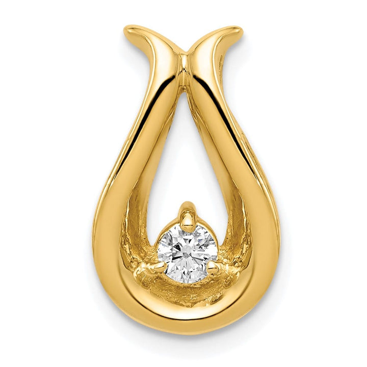 14K Yellow Gold 3.4mm I2 Diamond Teardrop-Shape Chain Slide