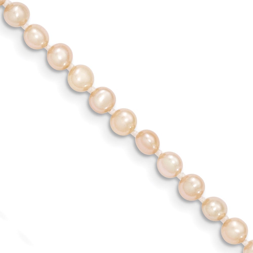 14K Yellow Gold 3-4mm Pink Near Round Cultured Pearl 14 inch Necklace