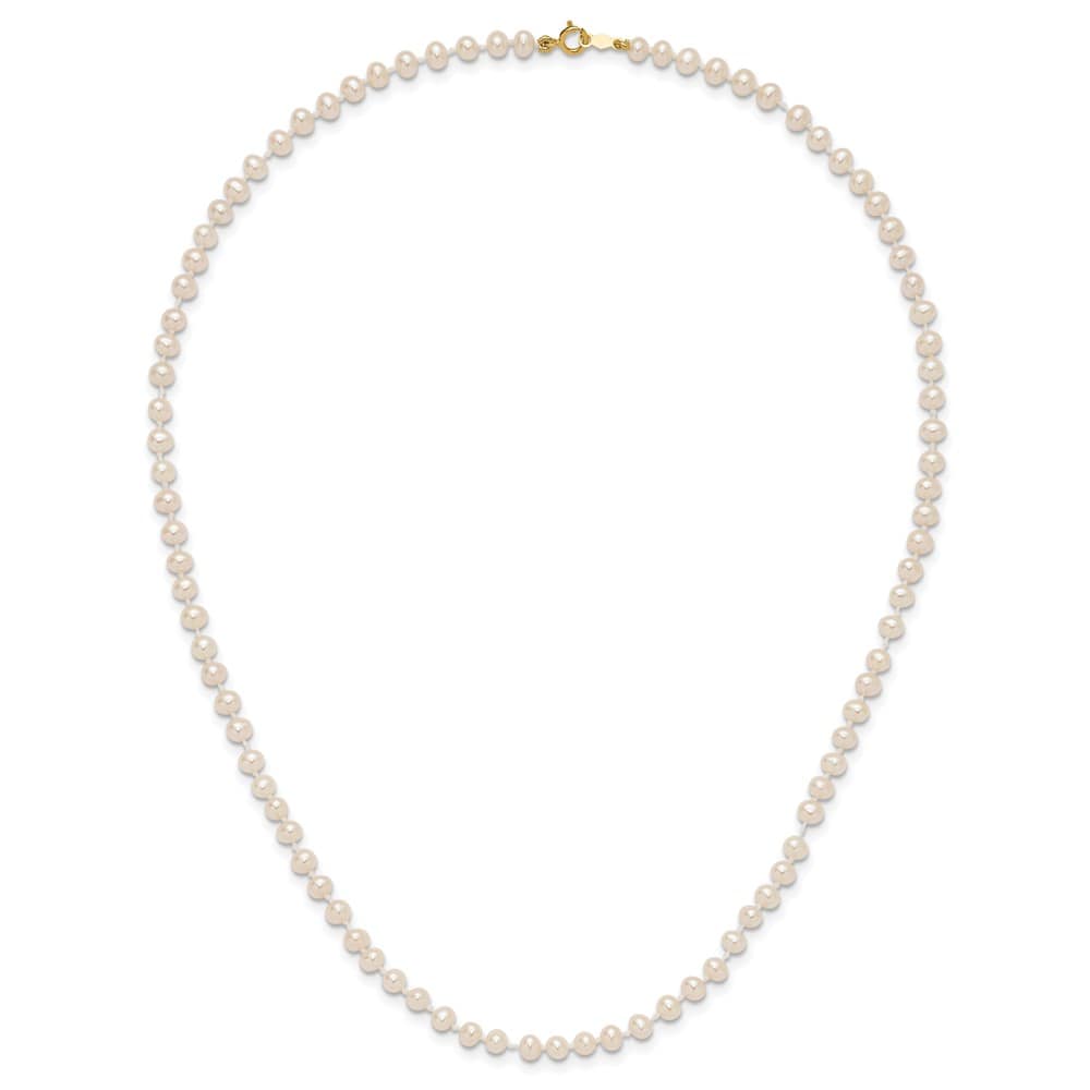 14K Yellow Gold 3-4mm White Semi-Round Cultured Pearl 16 inch Necklace