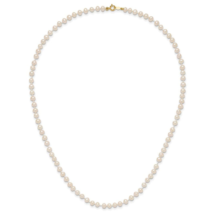 14K Yellow Gold 3-4mm White Semi-Round Cultured Pearl 16 inch Necklace