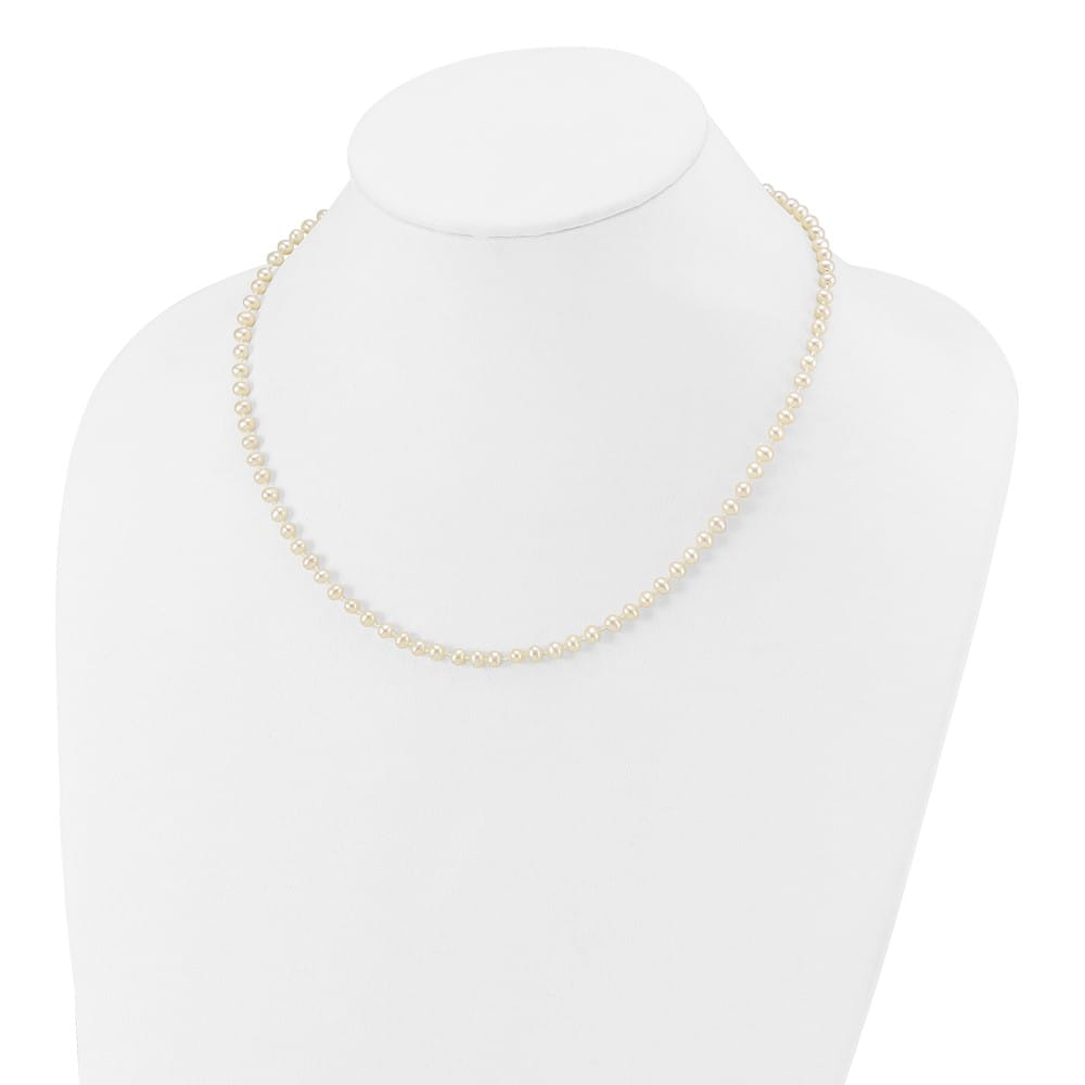 14K Yellow Gold 3-4mm White Semi-Round Cultured Pearl 16 inch Necklace