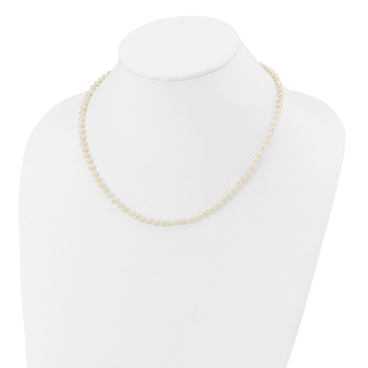 14K Yellow Gold 3-4mm White Semi-Round Cultured Pearl 16 inch Necklace