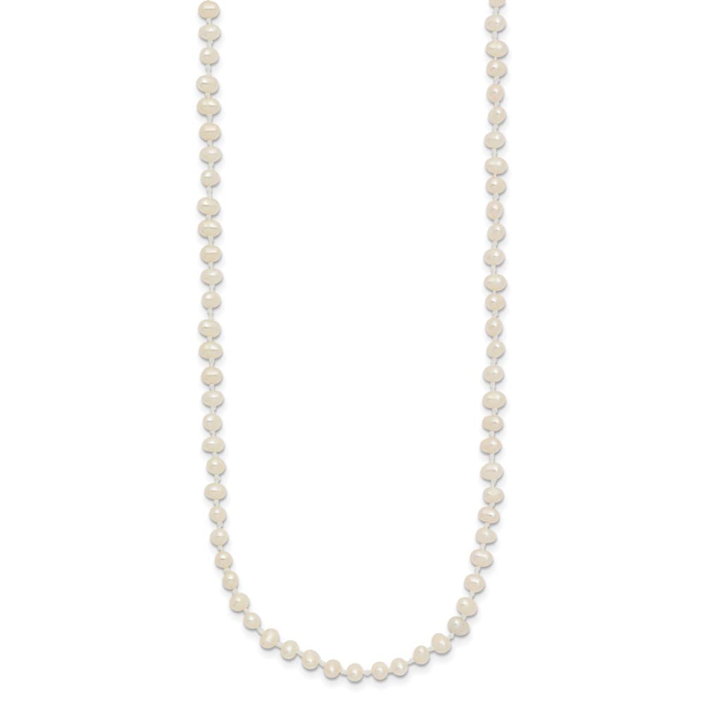 14K Yellow Gold 3-4mm White Semi-Round Cultured Pearl 16 inch Necklace