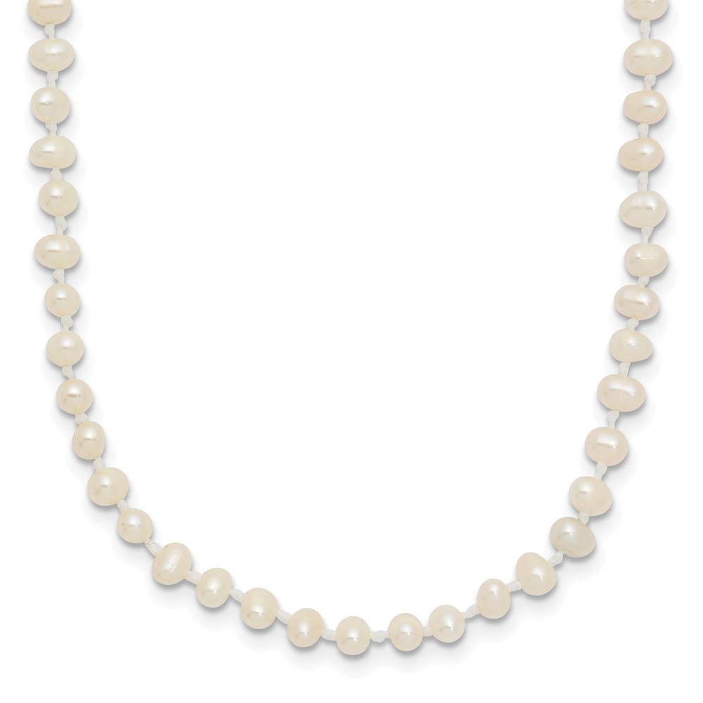 14K Yellow Gold 3-4mm White Semi-Round Cultured Pearl 16 inch Necklace