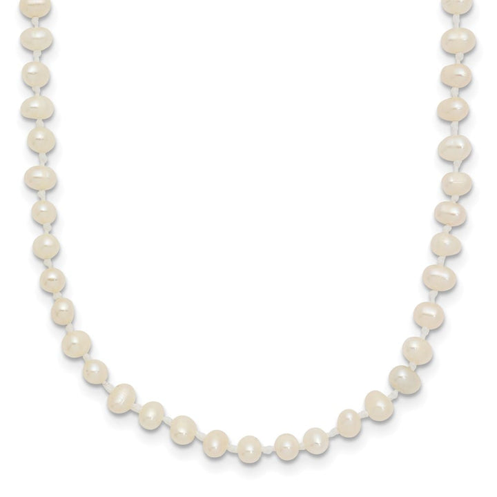 14K Yellow Gold 3-4mm White Semi-Round Cultured Pearl 16 inch Necklace