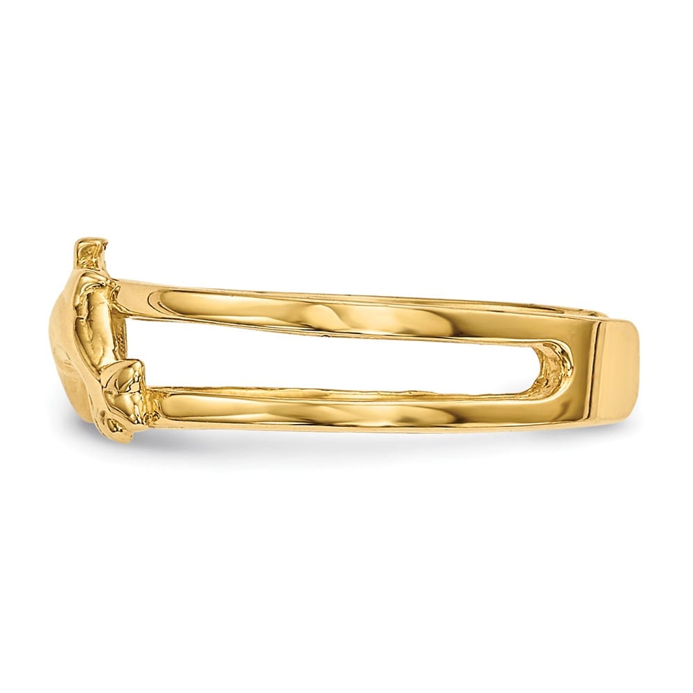 14k Yellow Gold 3.5 mm Two Dolphins Toe Ring
