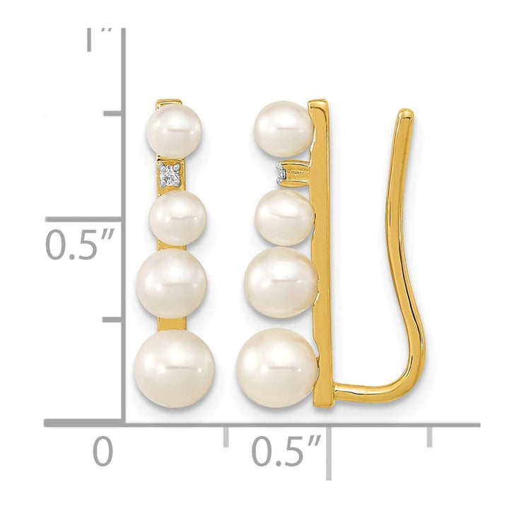 14K Yellow Gold 3-5mm Freshwater Pearl and .016 carat Earrings