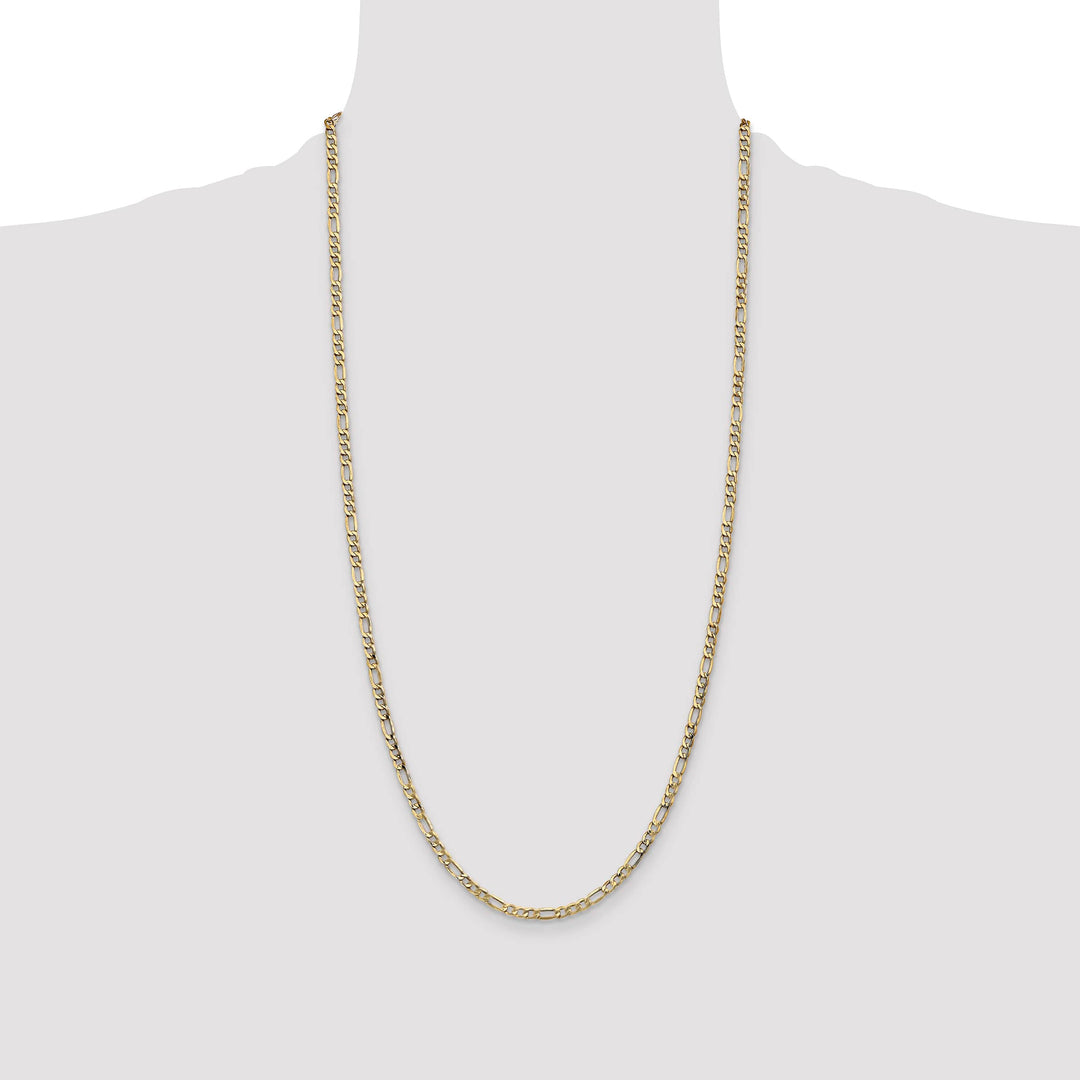 14K Yellow Gold 3.5mm Semi-Solid Figaro Chain