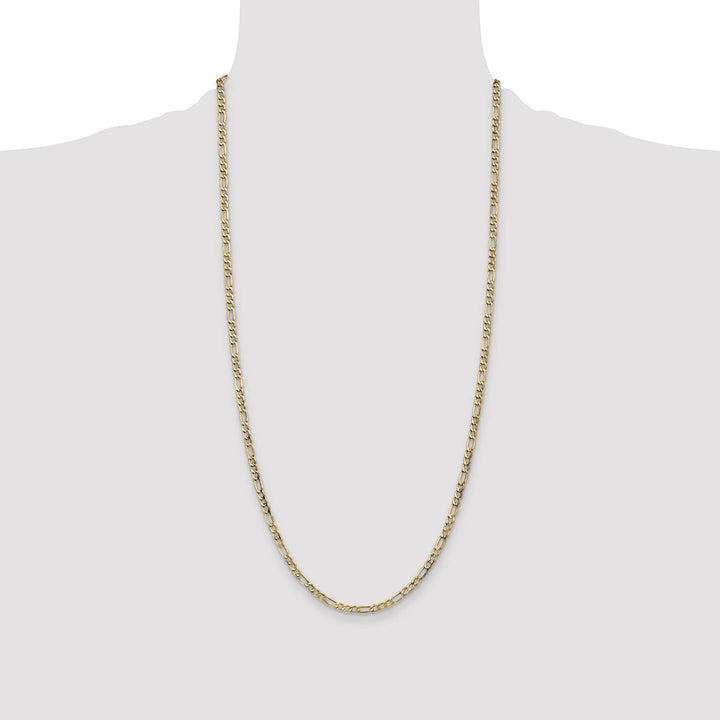 14K Yellow Gold 3.5mm Semi-Solid Figaro Chain