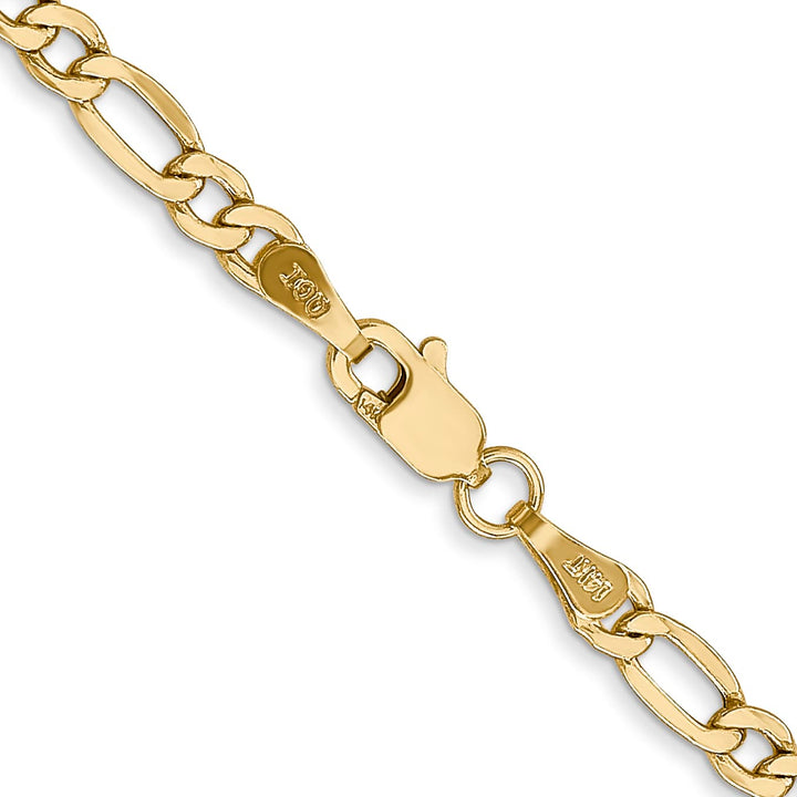 14K Yellow Gold 3.5mm Semi-Solid Figaro Chain