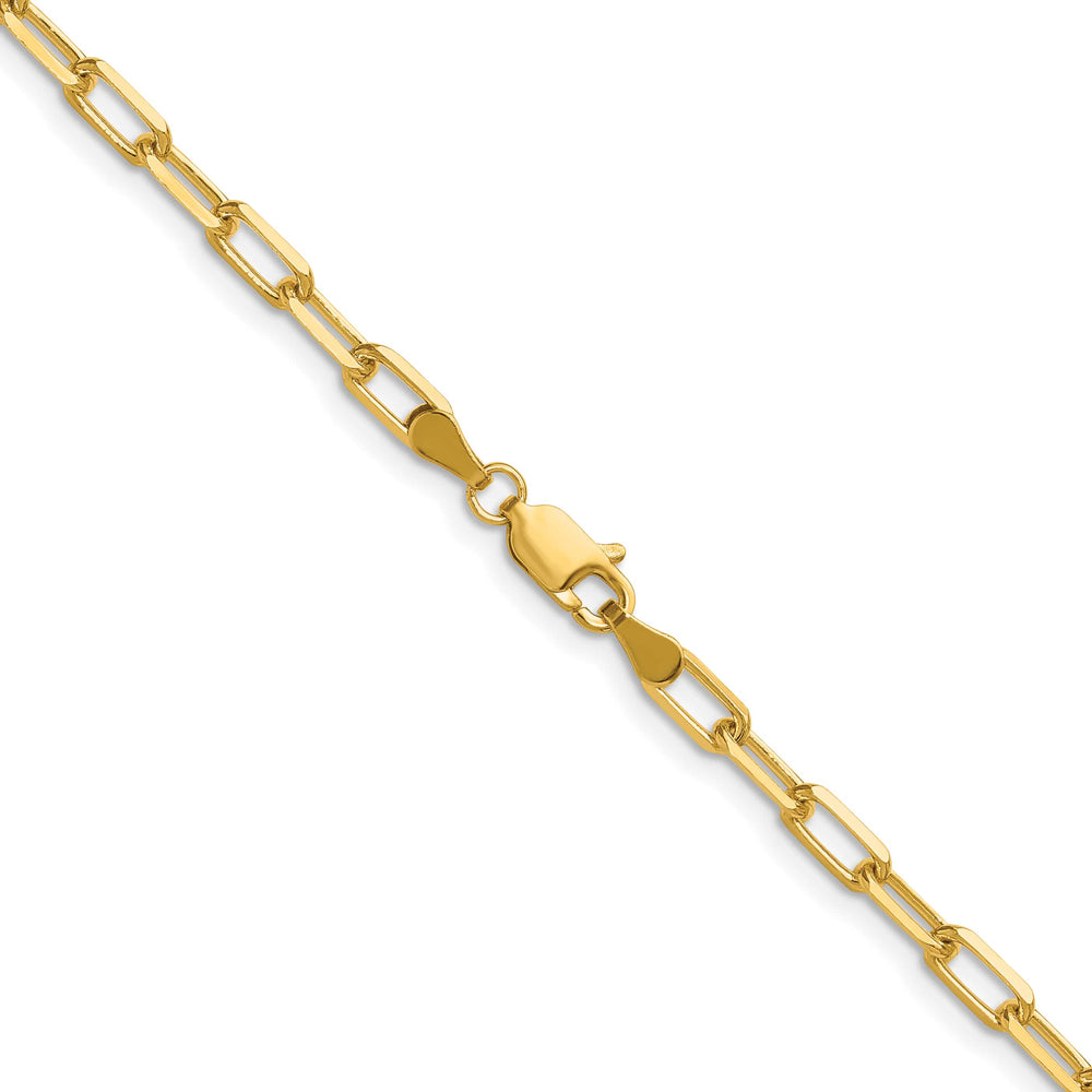 14K Yellow Gold 3.5mm Solid Beveled Paperclip Chain 26 Inch