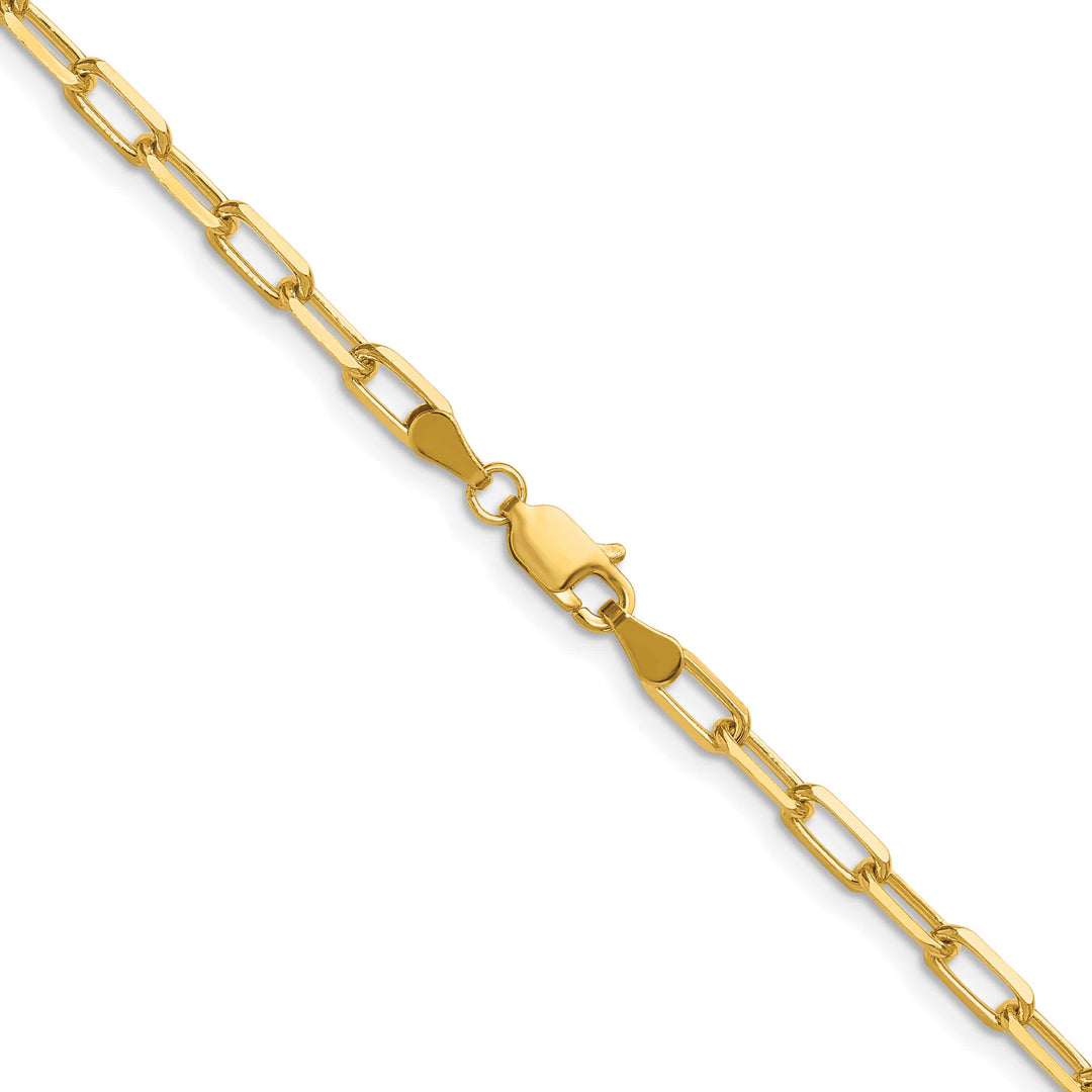 14K Yellow Gold 3.5mm Solid Beveled Paperclip Chain 26 Inch