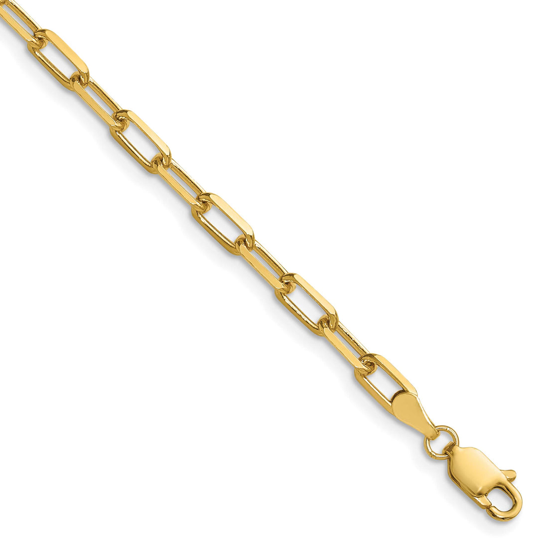 14K Yellow Gold 3.5mm Solid Beveled Paperclip Chain 26 Inch