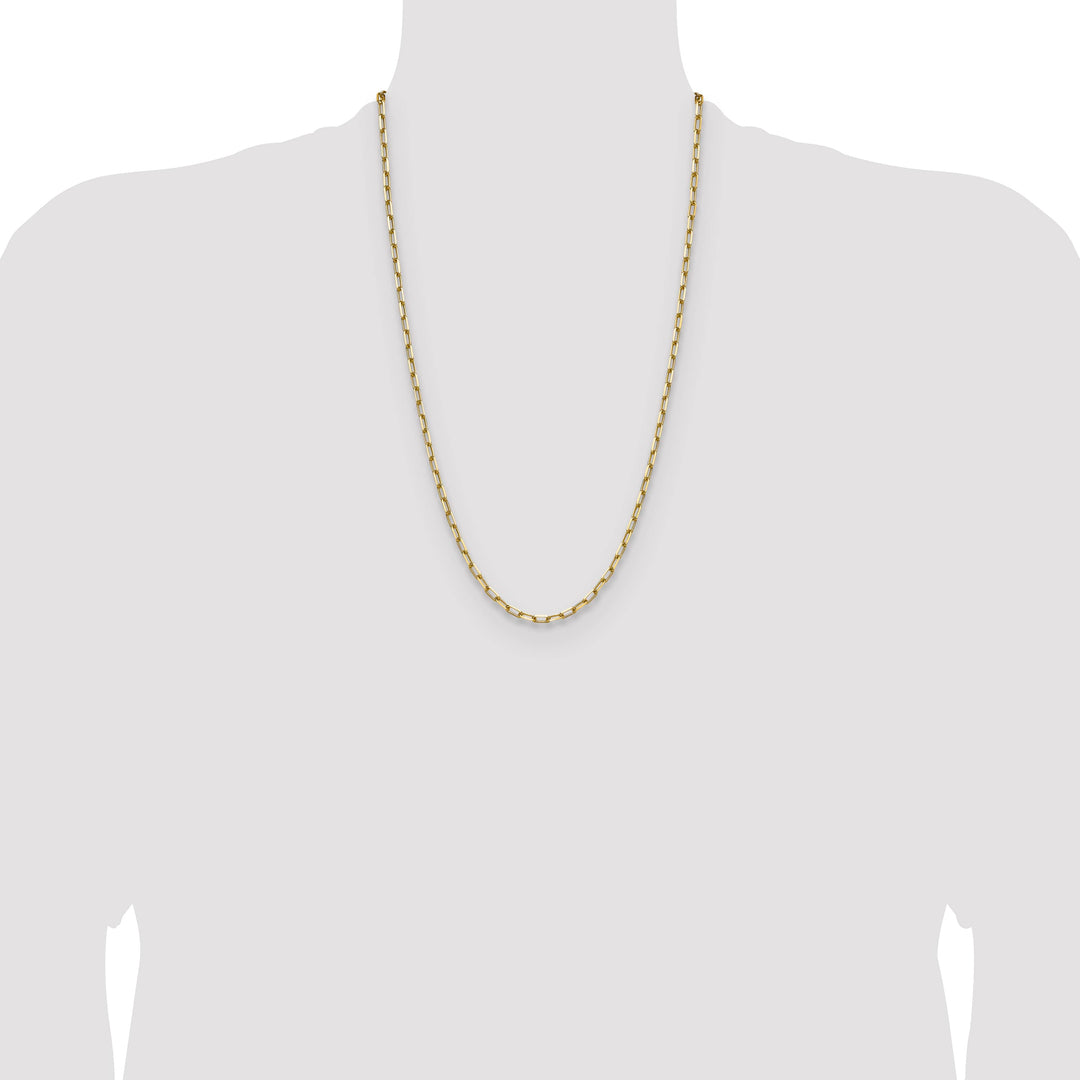 14K Yellow Gold 3.5mm Solid Beveled Paperclip Chain 26 Inch
