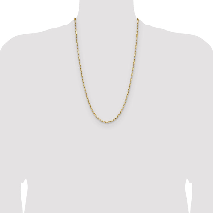 14K Yellow Gold 3.5mm Solid Beveled Paperclip Chain 26 Inch