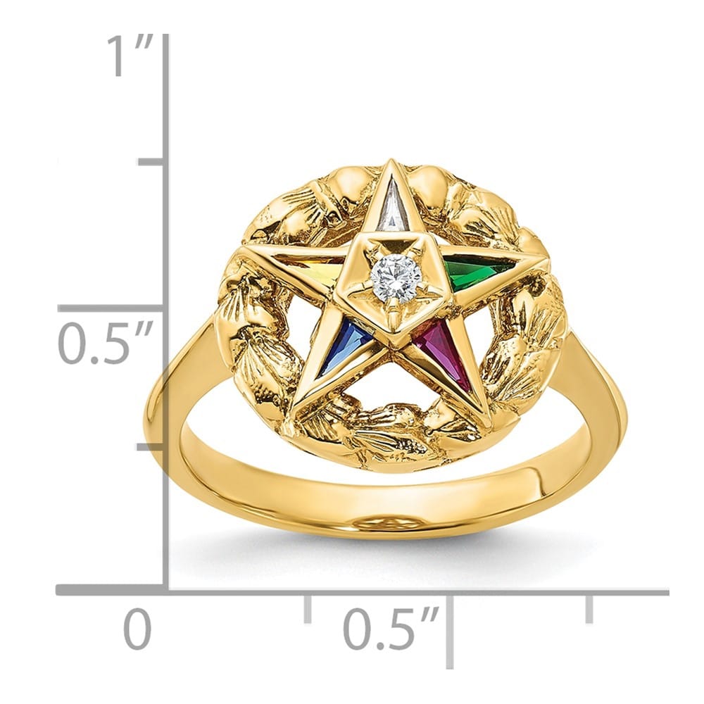 14k Yellow Gold 3.75 g with Multi-Color CZ and Eastern Star Ring