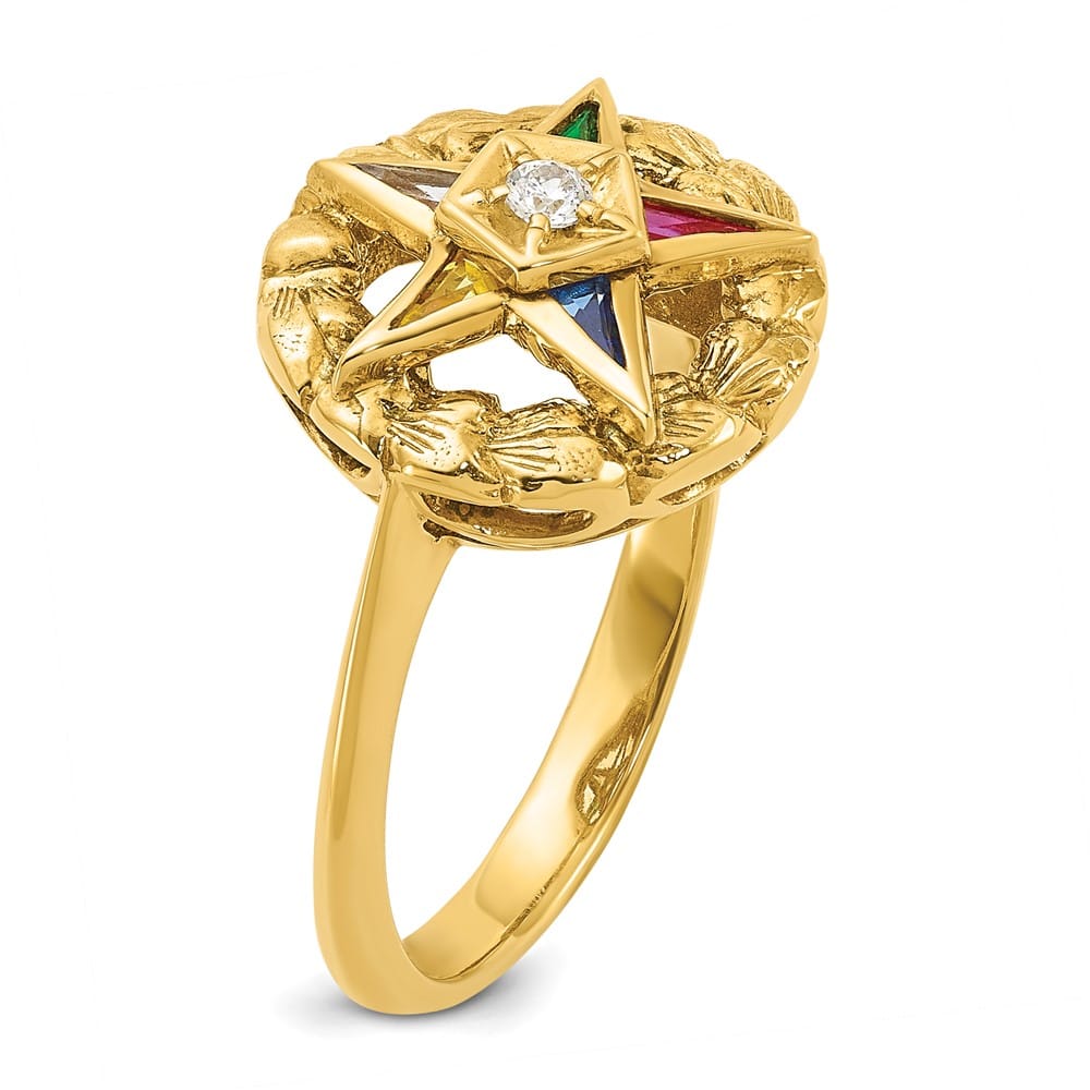 14k Yellow Gold 3.75 g with Multi-Color CZ and Eastern Star Ring