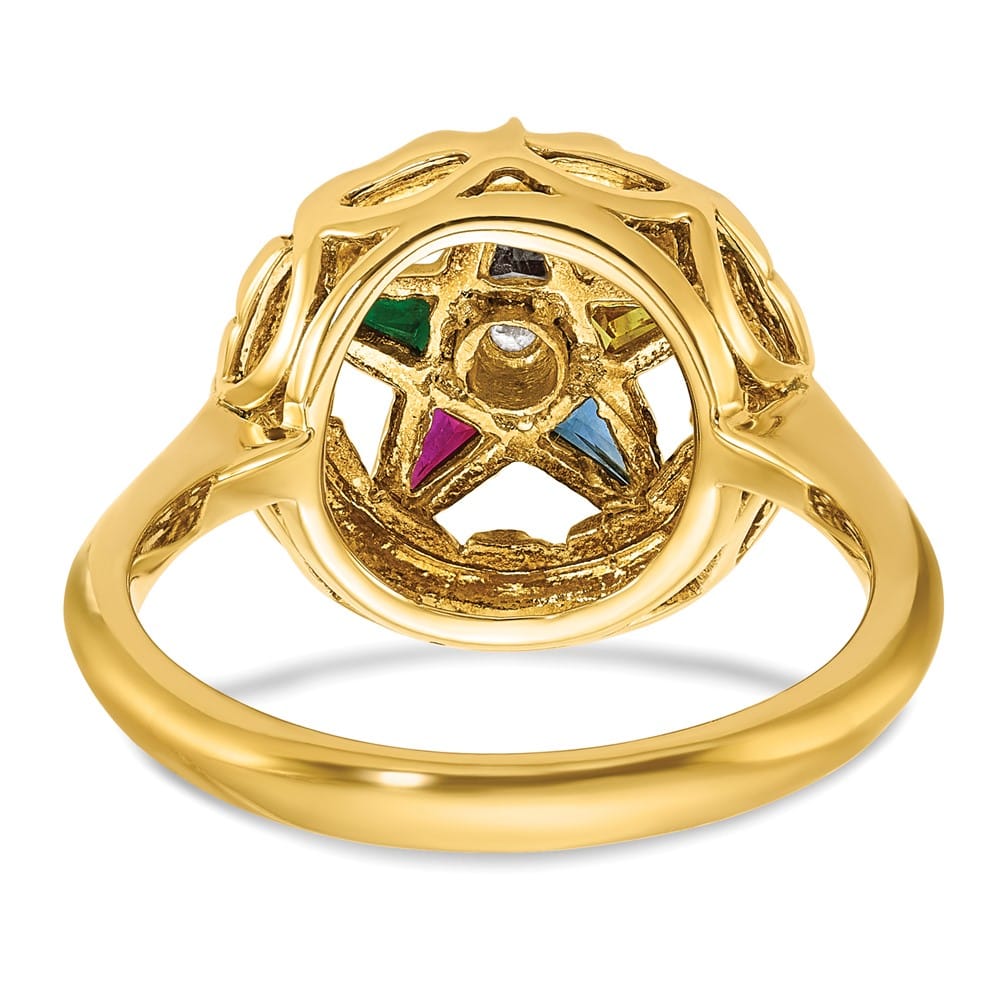 14k Yellow Gold 3.75 g with Multi-Color CZ and Eastern Star Ring