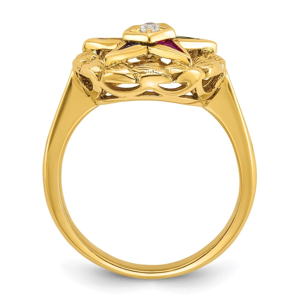 14k Yellow Gold 3.75 g with Multi-Color CZ and Eastern Star Ring