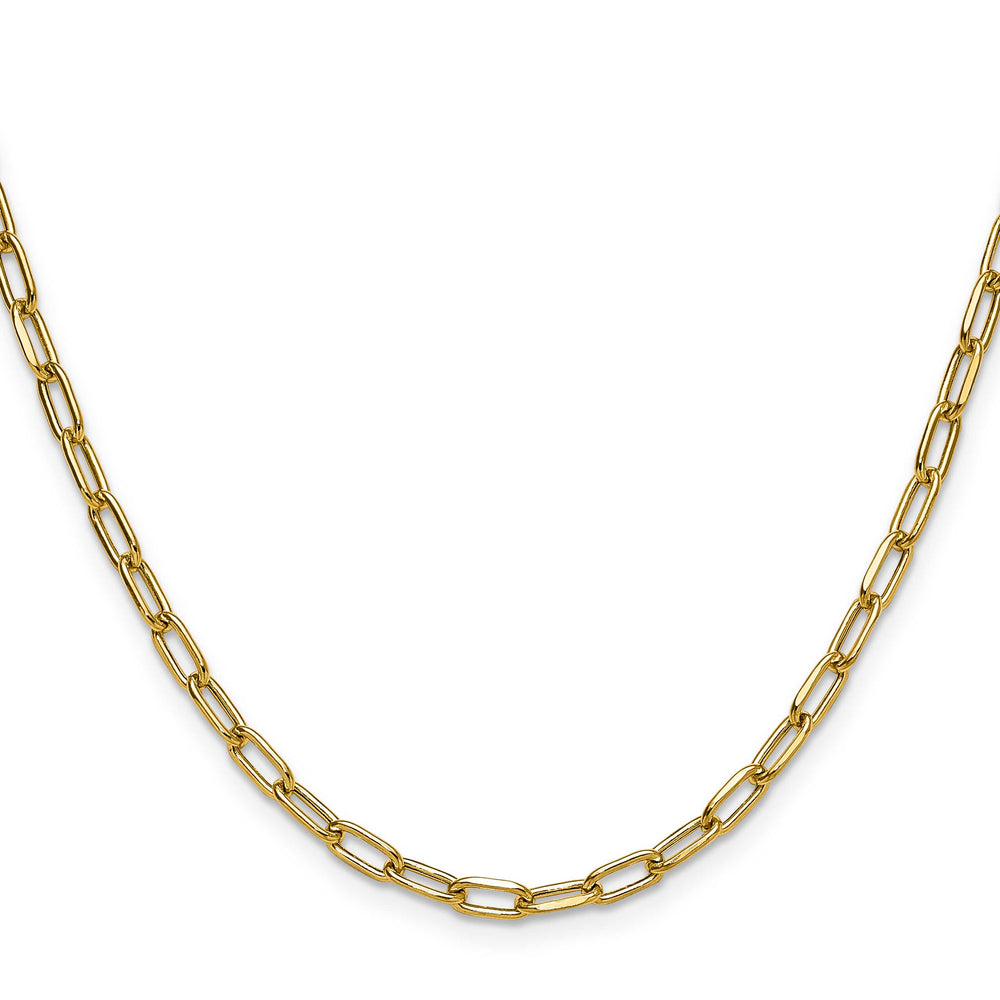 14K Yellow Gold 3.7mm Semi-Solid Beveled Paperclip Chain 26 Inch