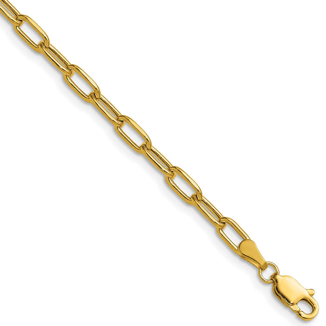 14K Yellow Gold 3.7mm Semi-Solid Beveled Paperclip Chain 26 Inch