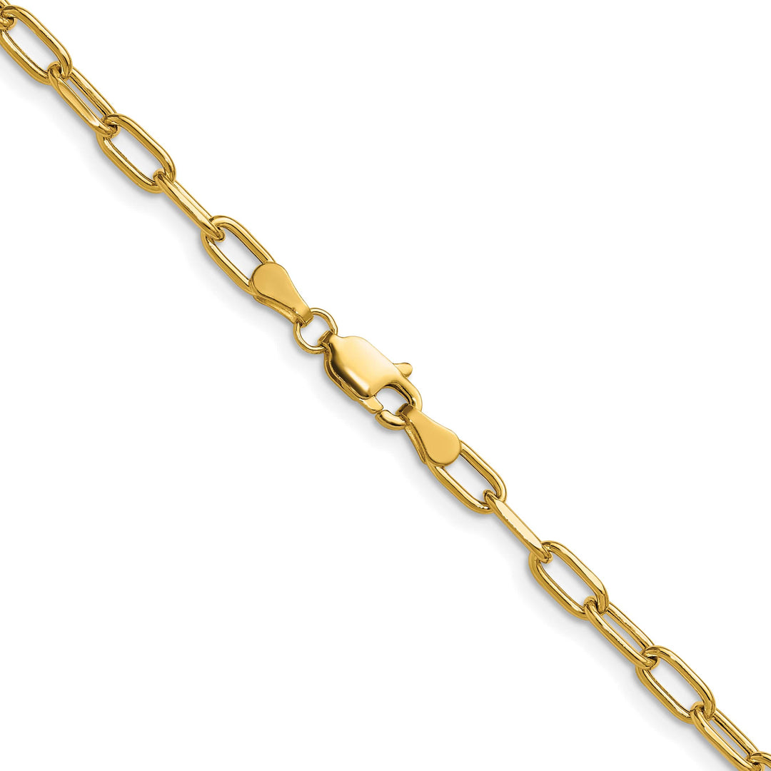 14K Yellow Gold 3.7mm Semi-Solid Beveled Paperclip Chain 26 Inch