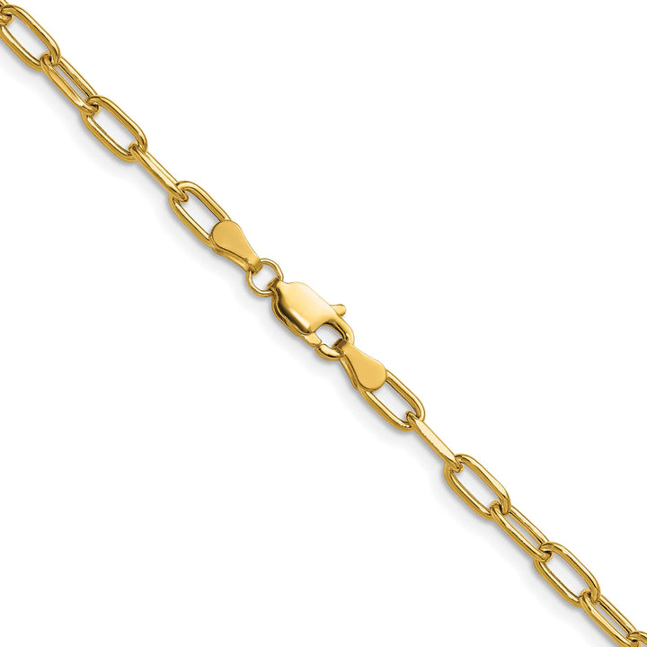 14K Yellow Gold 3.7mm Semi-Solid Beveled Paperclip Chain 26 Inch
