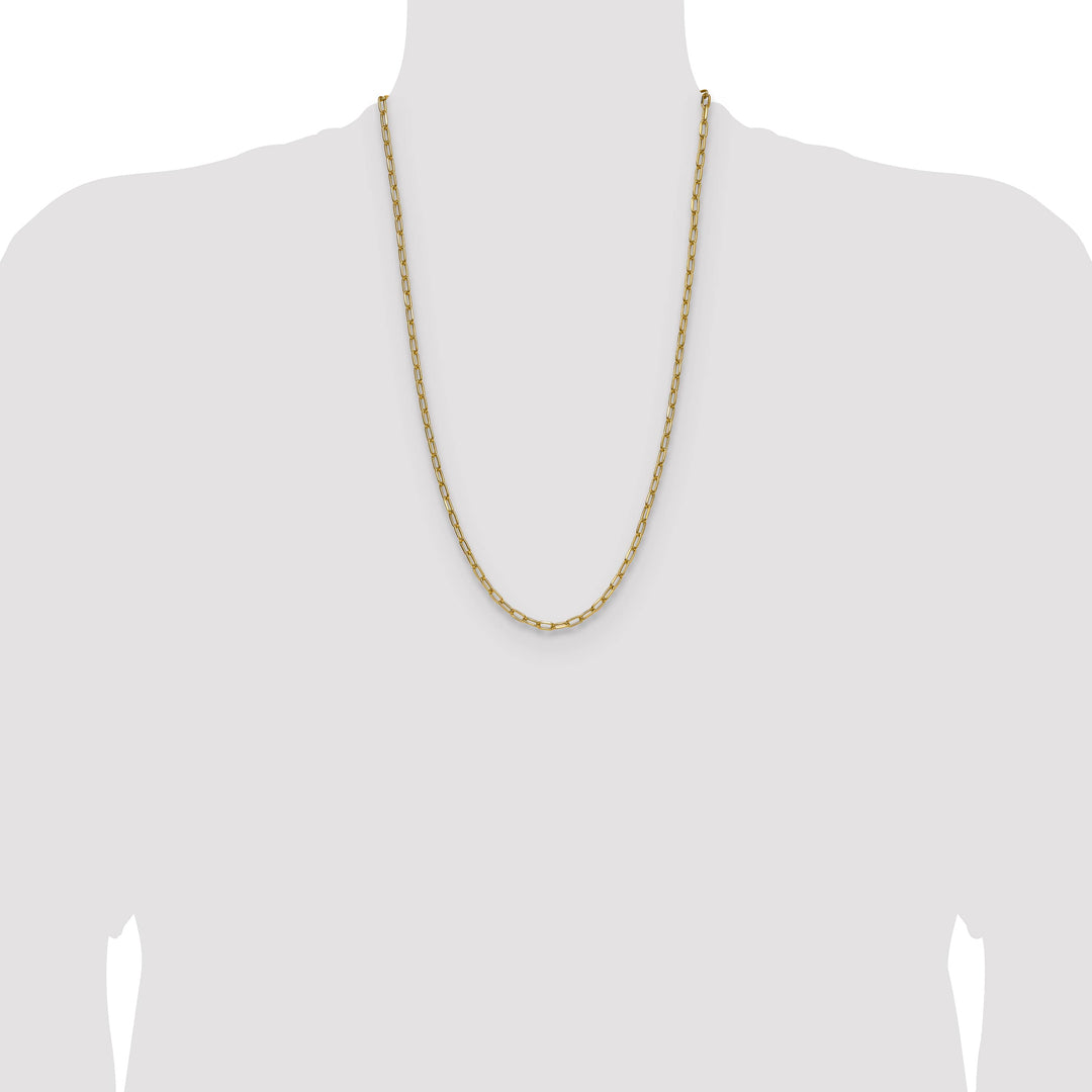 14K Yellow Gold 3.7mm Semi-Solid Beveled Paperclip Chain 26 Inch