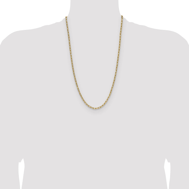 14K Yellow Gold 3.7mm Semi-Solid Beveled Paperclip Chain 26 Inch