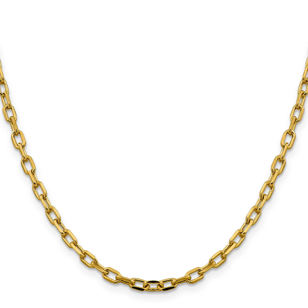 14K Yellow Gold 3.7mm Semi-Solid D.C. Open Link Cable Chain 26 Inch