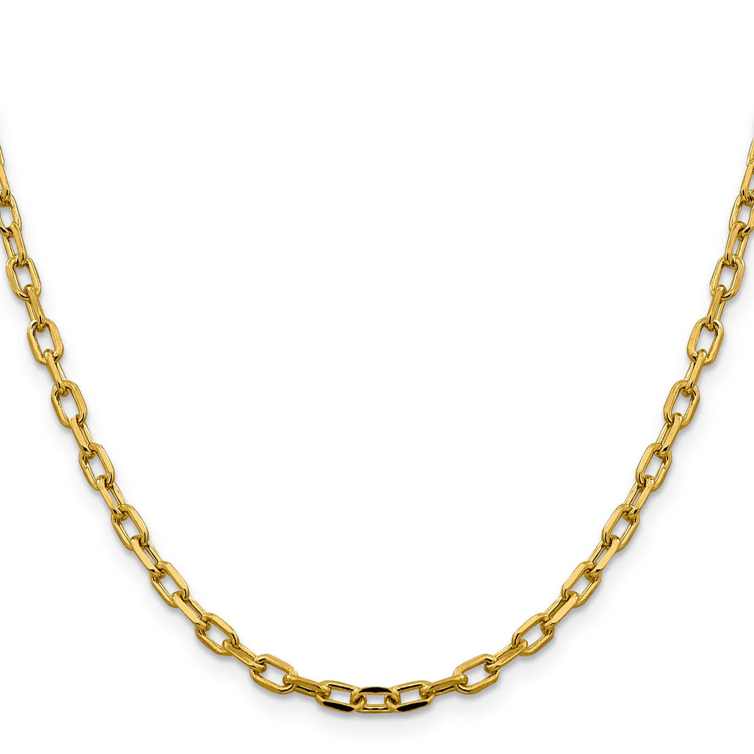 14K Yellow Gold 3.7mm Semi-Solid D.C. Open Link Cable Chain 26 Inch