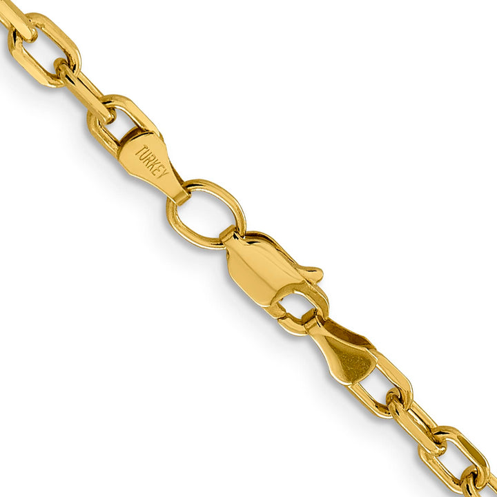 14K Yellow Gold 3.7mm Semi-Solid D.C. Open Link Cable Chain 26 Inch