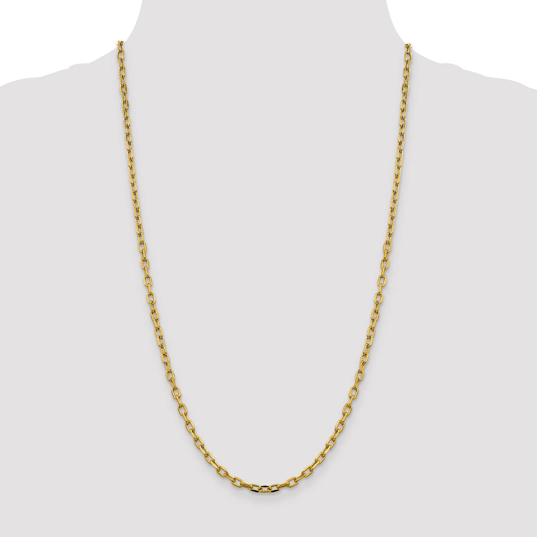 14K Yellow Gold 3.7mm Semi-Solid D.C. Open Link Cable Chain 26 Inch