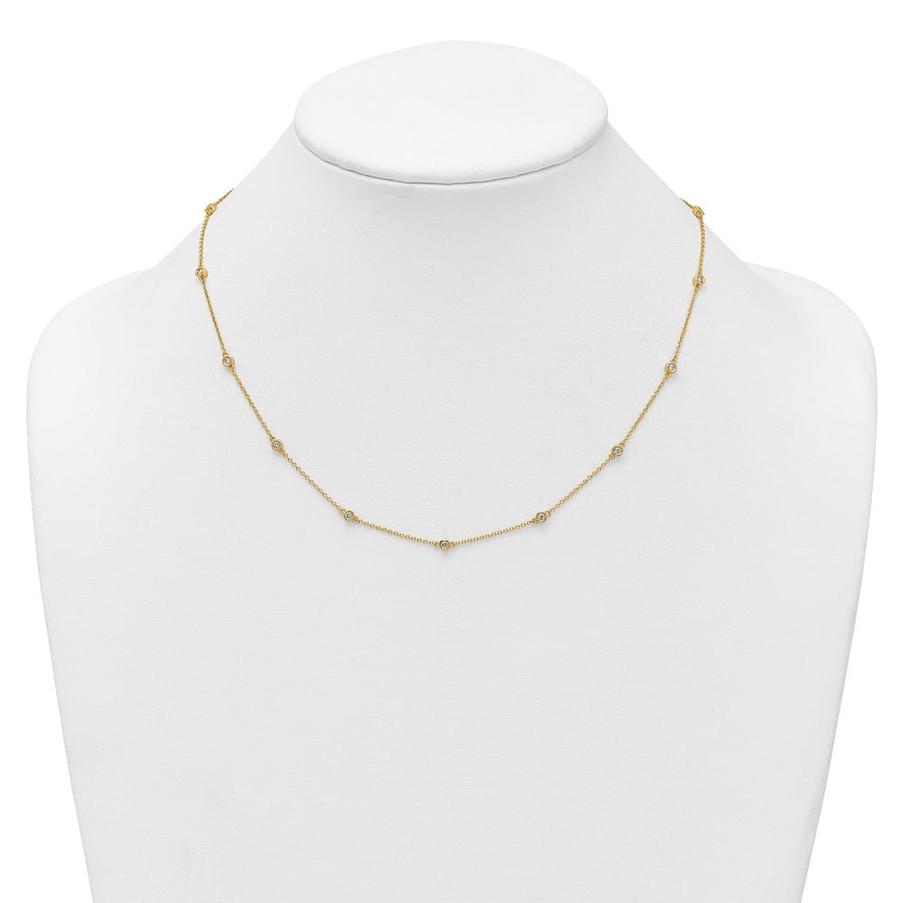 14K Yellow Gold 3/8 carat Diamond Chain 15-Station 18 inch Necklace