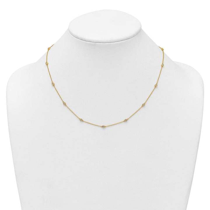 14K Yellow Gold 3/8 carat Diamond Chain 15-Station 18 inch Necklace