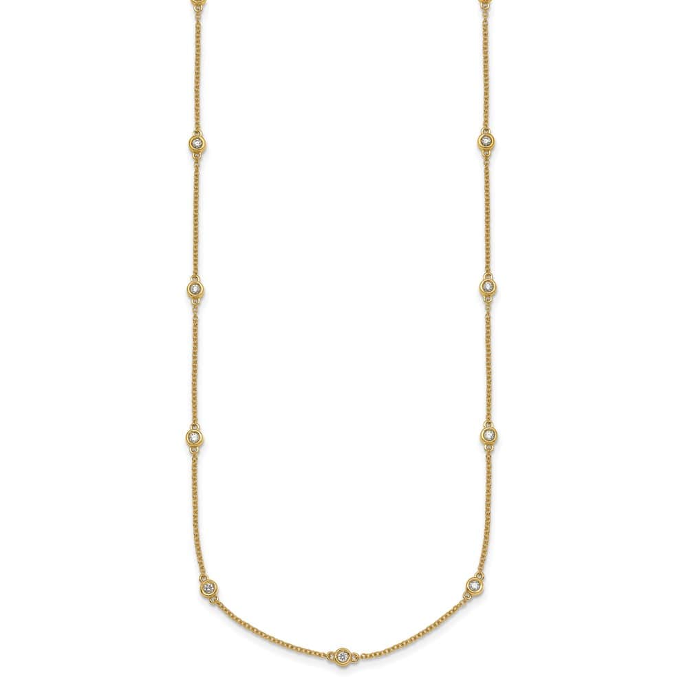 14K Yellow Gold 3/8 carat Diamond Chain 15-Station 18 inch Necklace