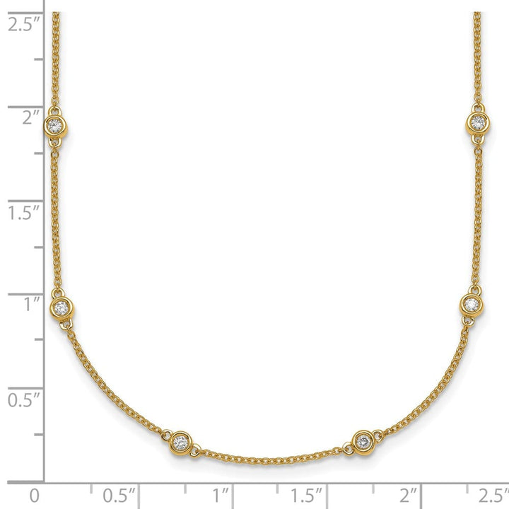 14K Yellow Gold 3/8 carat Diamond Chain 16-Station 16 inch Necklace