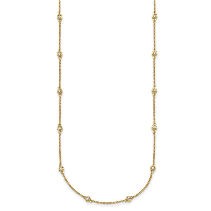 14K Yellow Gold 3/8 carat Diamond Chain 16-Station 16 inch Necklace