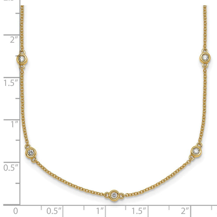 14K Yellow Gold 3/8 carat Diamond Chain 17-Station 20 inch Necklace