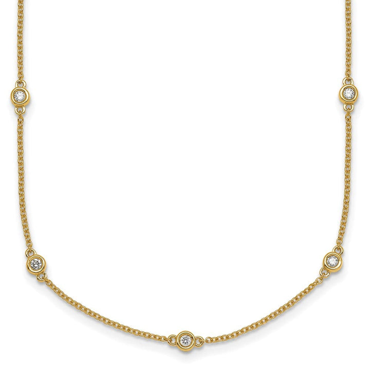 14K Yellow Gold 3/8 carat Diamond Chain 17-Station 20 inch Necklace
