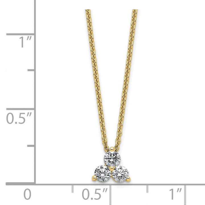14K Yellow Gold 3/8 carat Lab Grown Diamond Cluster 18 inch Necklace