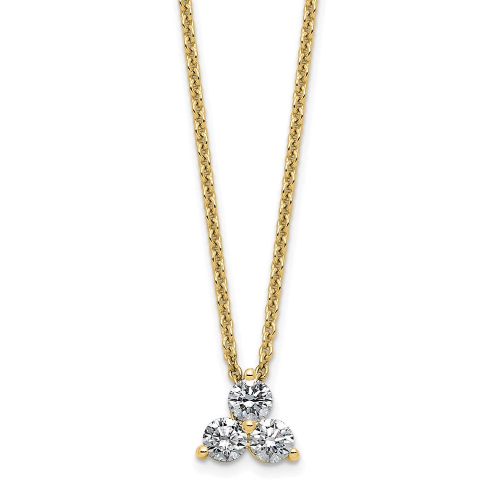 14K Yellow Gold 3/8 carat Lab Grown Diamond Cluster 18 inch Necklace