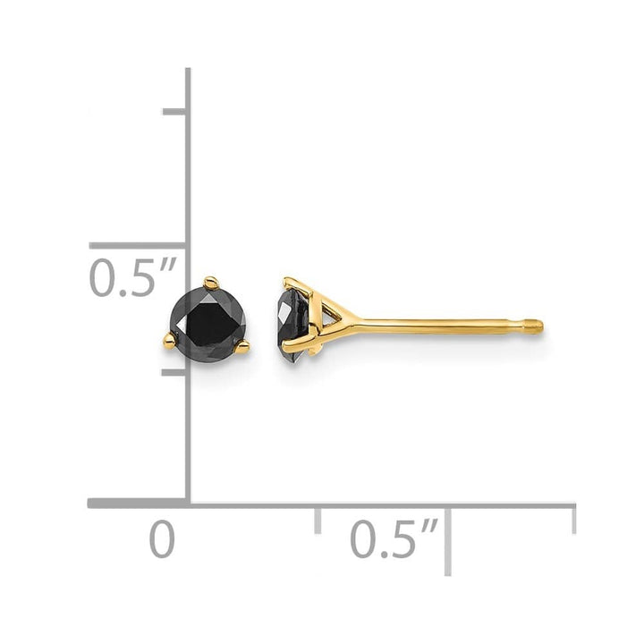 14K Yellow Gold 3/8 ct Black Diamond Stud Earrings