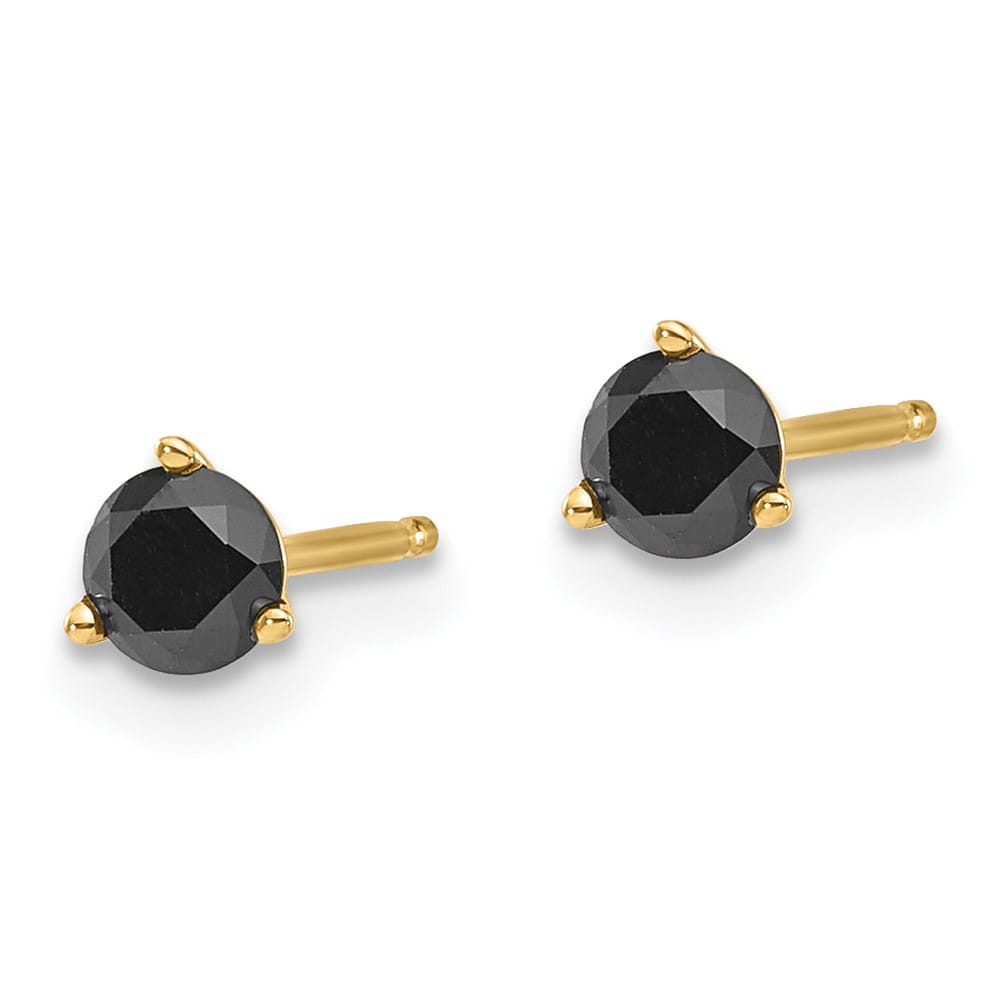 14K Yellow Gold 3/8 ct Black Diamond Stud Earrings