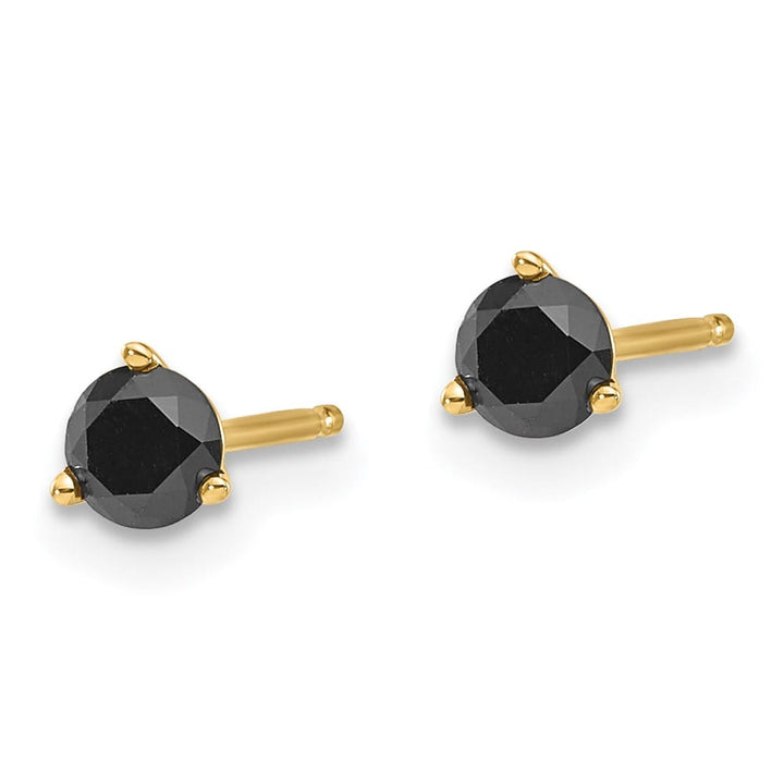 14K Yellow Gold 3/8 ct Black Diamond Stud Earrings