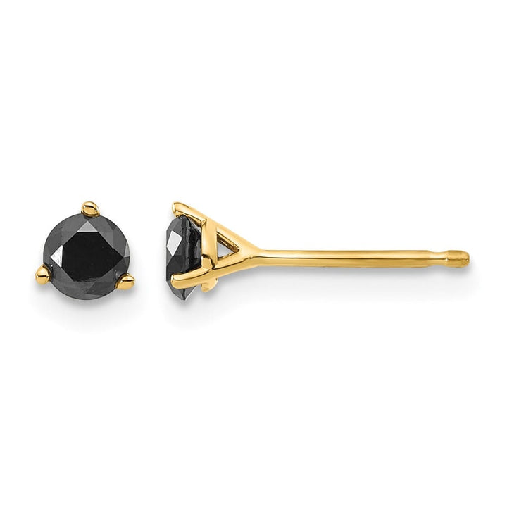 14K Yellow Gold 3/8 ct Black Diamond Stud Earrings